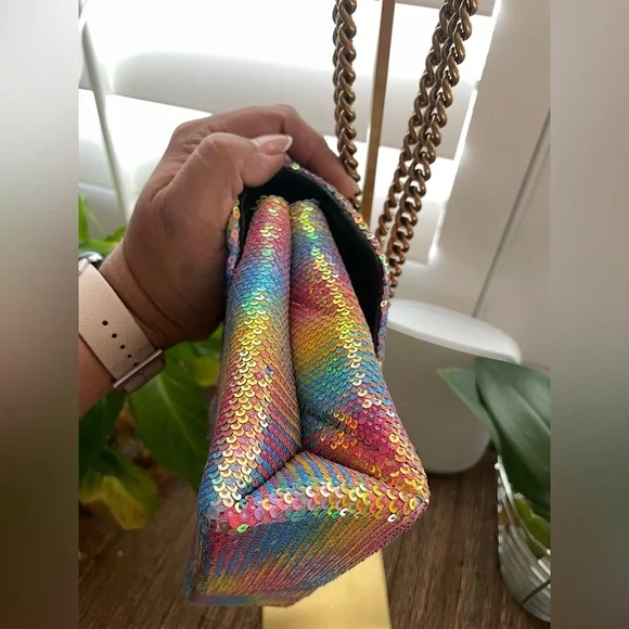 Kurt Geiger The Kensington Multicolor Sequin Evil-Eye 🧿 Embellished Shoulder Bag - Picture 9 of 11